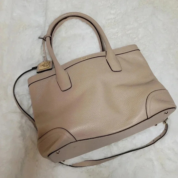 Lauren Ralph Lauren Handbags - LAUREN RALPH LAUREN Fairfield City Tote Beige Leather Bag Satchel